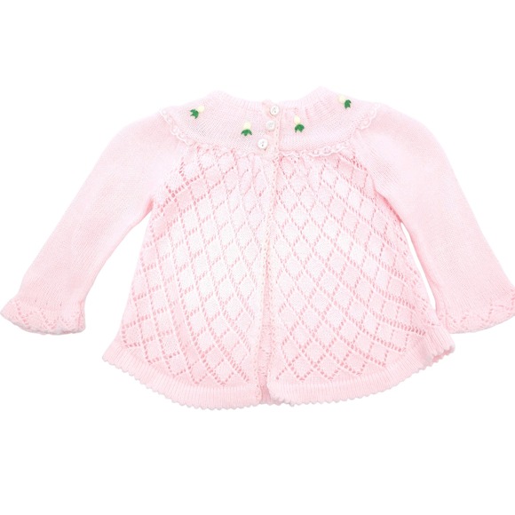 Tiny Togs by Mervyn's Other - Tiny Togs Mervyn's Vintage Pink Pointelle Knit Floral Cardigan Sweater 0-6M